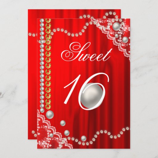 Elegant Silk, witte parels, kant en goudzoet 16 Kaart (Voorkant / Achterkant)