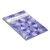 Elegant Silky Blue Fractal met naam Notitieboek (Rechterzijde)