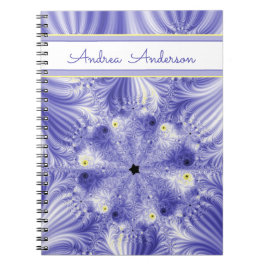 Elegant Silky Blue Fractal met naam Notitieboek