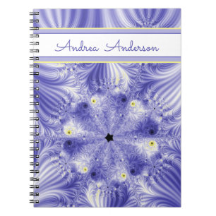 Elegant Silky Blue Fractal met naam Notitieboek