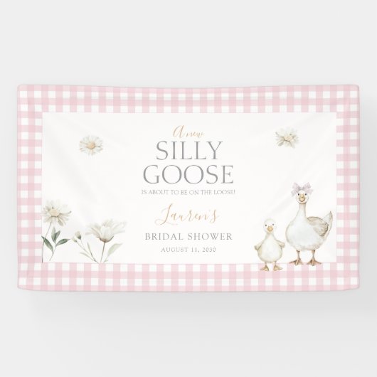 Elegant Silly Goose Whimsical Pink Bow Baby Shower Spandoek (Horizontaal)