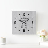 Elegant Silver 25th Silver Wedding Anniversary Vierkante Klok (Huis)