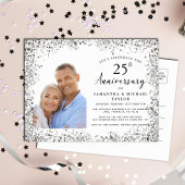 Elegant Silver 25th Wedding Anniversary Uitnodiging Briefkaart