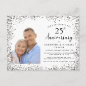 Elegant Silver 25th Wedding Anniversary Uitnodiging Briefkaart (Voorkant)