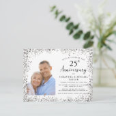 Elegant Silver 25th Wedding Anniversary Uitnodiging Briefkaart (Staand voorkant)