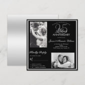 Elegant Silver 25th Wedding Jubileum Foto Kaart (Voorkant / Achterkant)