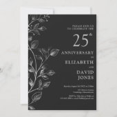 Elegant Silver 25th Wedding Jubileum Invitation Kaart (Voorkant)