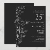 Elegant Silver 25th Wedding Jubileum Invitation Kaart (Voorkant / Achterkant)