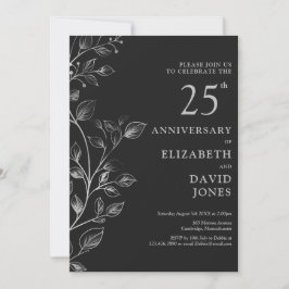 Elegant Silver 25th Wedding Jubileum Invitation Kaart