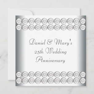 Elegant Silver 25th Wedding Jubileum Kaart