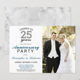 Elegant Silver 25th Wedding Jubileum Kaart