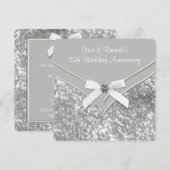 Elegant Silver 25th Wedding Jubileum Party Kaart (Voorkant / Achterkant)