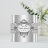 Elegant Silver 25th Wedding Jubileum Party Kaart (Staand voorkant)
