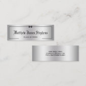 Elegant Silver 2 Formele Afstuderen Naam Kaart Contactkaartje (Voorkant / Achterkant)