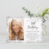Elegant Silver 30th Birthday Party Kaart (Staand voorkant)