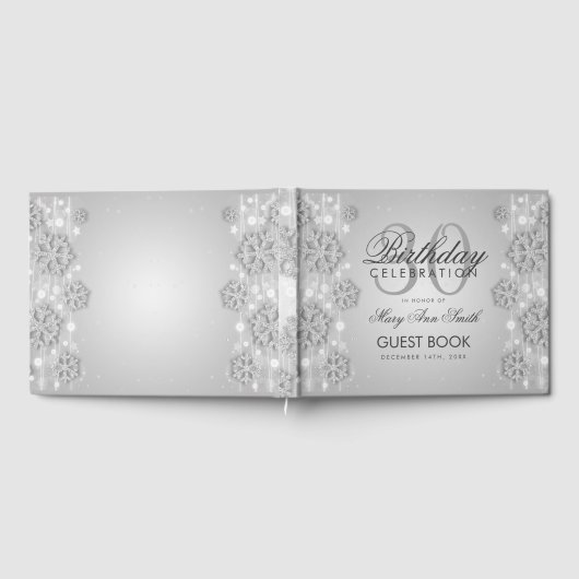 Elegant Silver 30th Birthday Winter Glitter Gastenboek (Volledig)