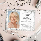 Elegant Silver 50th Birthday Kaart