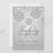 Elegant Silver 50th Birthday Party Winter Glitter Kaart (Voorkant)