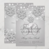 Elegant Silver 50th Birthday Party Winter Glitter Kaart (Voorkant / Achterkant)