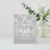 Elegant Silver 50th Birthday Save the Date Winter Kaart (Staand voorkant)