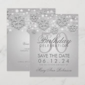 Elegant Silver 50th Birthday Save the Date Winter Kaart (Voorkant / Achterkant)