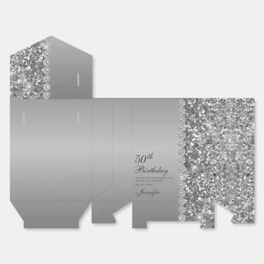 Elegant Silver 50th Birthday Thank You Bedankdoosjes (Ongevouwen)