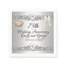 Elegant Silver 75th Wedding Jubileum Paper