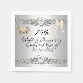 Elegant Silver 75th Wedding Jubileum Paper Servet
