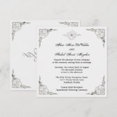 Elegant Silver Accent Wedding Invite Kaart (Voorkant / Achterkant)