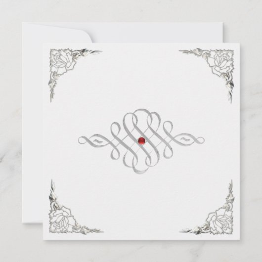 Elegant Silver Accent Wedding Invite Kaart (Achterkant)