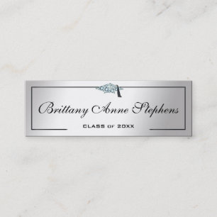 Elegant Silver Afstuderen Diamond Name Kaart invoe Contactkaartje