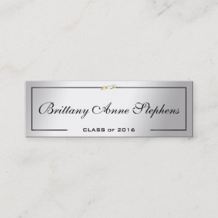 Elegant Silver Afstuderen Diploma Name Kaart Inser Contactkaartje
