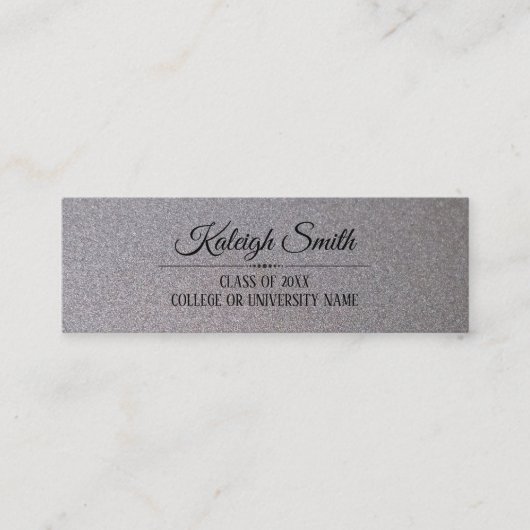 Elegant Silver Afstuderen Invoegnaam Kaart Contactkaartje (Voorkant)