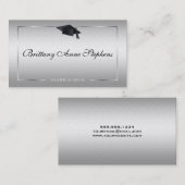 Elegant Silver Afstuderen Name Card Contactkaartje (Voorkant / Achterkant)