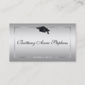 Elegant Silver Afstuderen Name Card Contactkaartje (Voorkant)