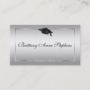 Elegant Silver Afstuderen Name Card Contactkaartje