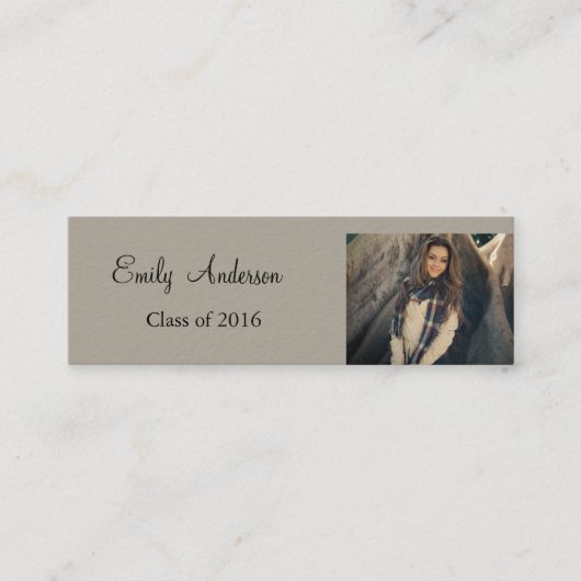 Elegant Silver Afstuderen Name Card Contactkaartje (Voorkant)