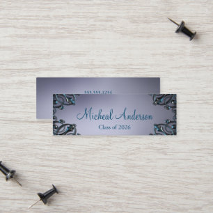 Elegant Silver Afstuderen Name Card Contactkaartje