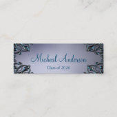 Elegant Silver Afstuderen Name Card Contactkaartje (Voorkant)