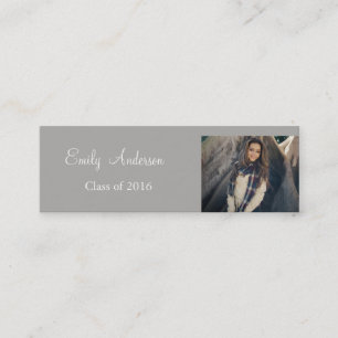 Elegant Silver Afstuderen Name Card Contactkaartje