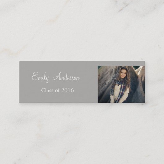 Elegant Silver Afstuderen Name Card Contactkaartje (Voorkant)