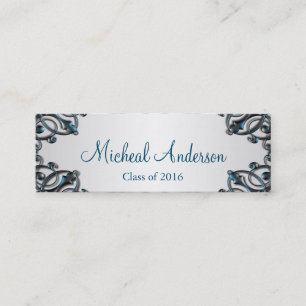 Elegant Silver Afstuderen Name Card Contactkaartje