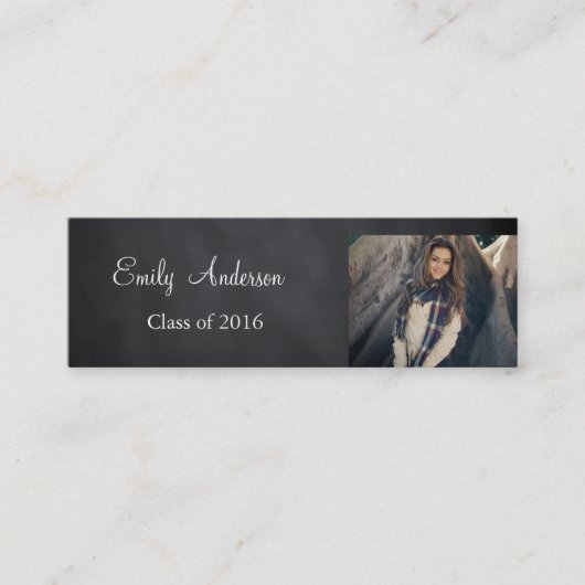 Elegant Silver Afstuderen Name Card Contactkaartje (Voorkant)
