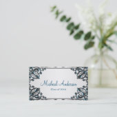 Elegant Silver Afstuderen Name Card Contactkaartje (Staand voorkant)