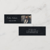 Elegant Silver Afstuderen Name Card Contactkaartje (Voorkant / Achterkant)