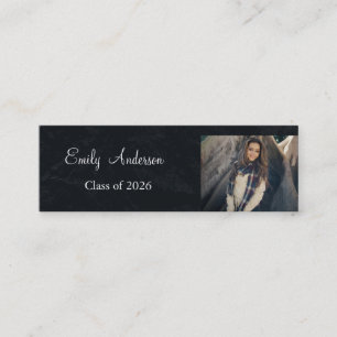 Elegant Silver Afstuderen Name Card Contactkaartje