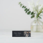 Elegant Silver Afstuderen Name Card Contactkaartje (Staand voorkant)