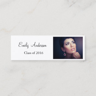 Elegant Silver Afstuderen Name Card Contactkaartje