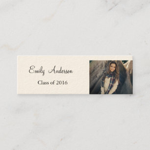 Elegant Silver Afstuderen Name Card Contactkaartje