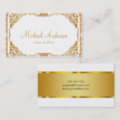 Elegant Silver Afstuderen Name Card Contactkaartje (Voorkant / Achterkant)